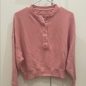 American Eagle Outfitters Pink Button-Up Sweatshirt